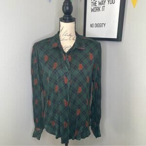 Vintage Gloria Sachs Paisley Green Blouse | M